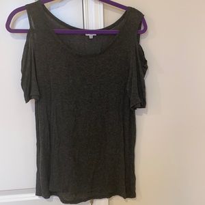 Splendid open shoulder top, charcoal